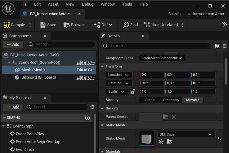 Choosing a static mesh
